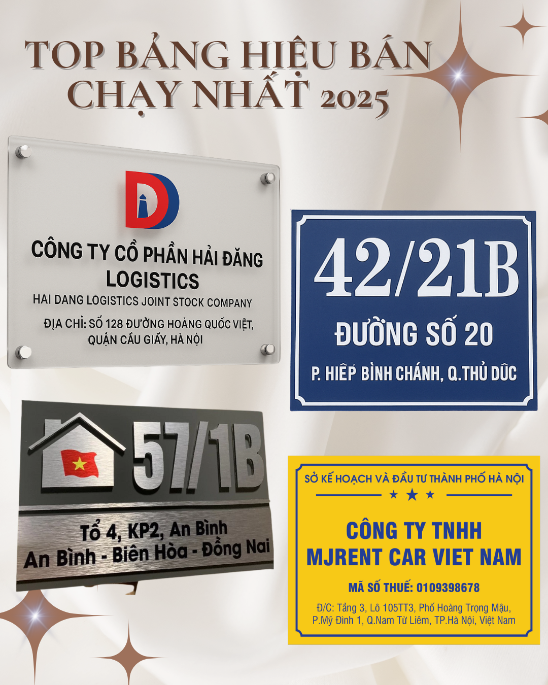 Top mẫu bảng hiệu bán chạy nhất 2025 | Bảng số nhà, công ty